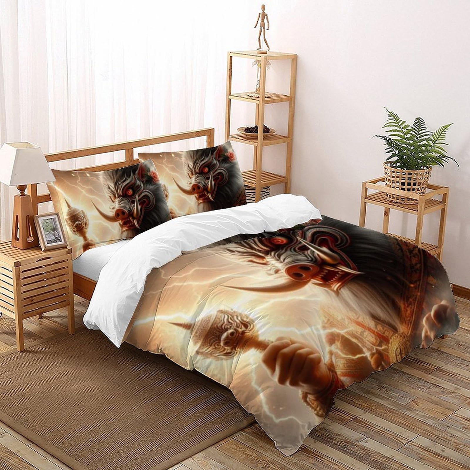 Housse de couette 220x240 sanglier microfibre imprimé animaux lit King avec fermeture éclair