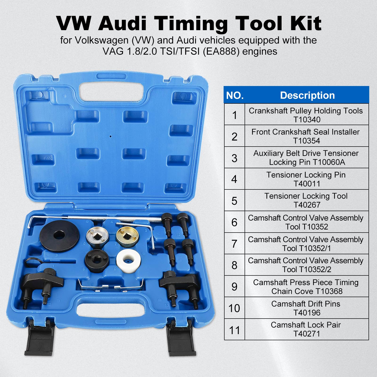 Camshaft Cam Alignment Timing Tool Kit Compatible with Audi VW 2.0L Turbo FSI