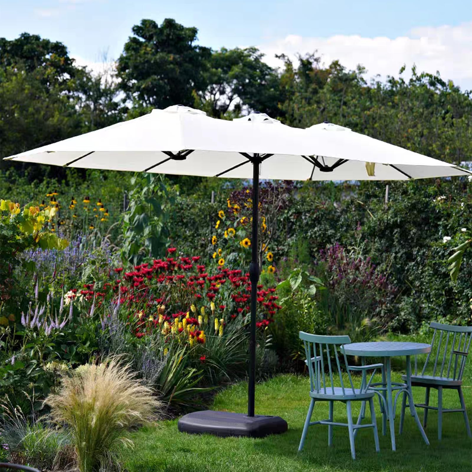 Parasol ogrodowy bardzo duży parasol tarasowy trzygłowy parasol tarasowy na zewnątrz parasol na patio żelazny stojak na parasol, parasol na stół na zewnątrz, parasol plażowy