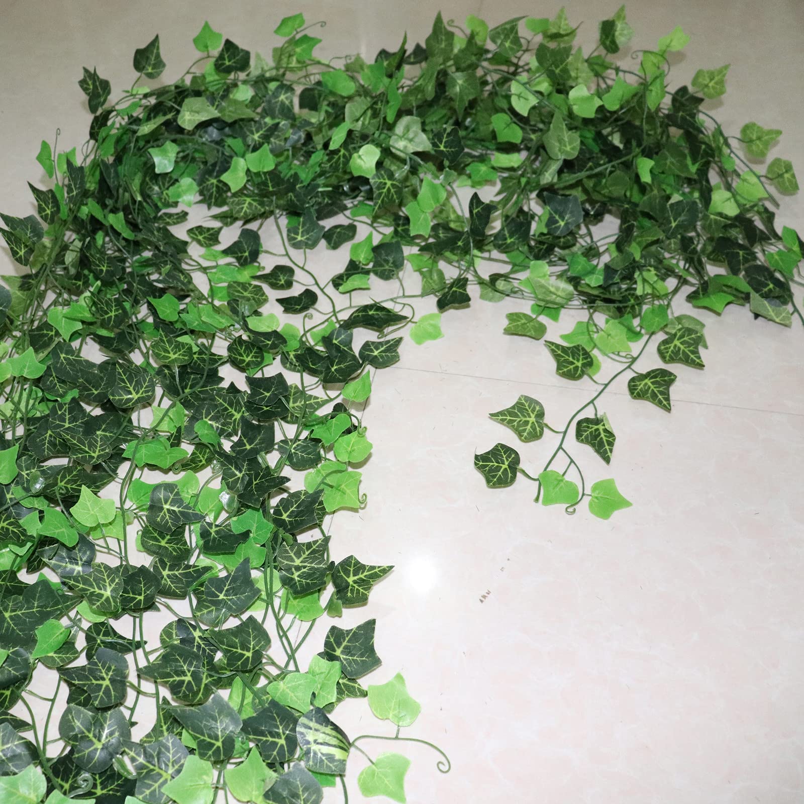 Simulated flowers, 10 Pcs 2. 4M Artificial Ivy Leaf Garland Plants Vine Fake Foliage...