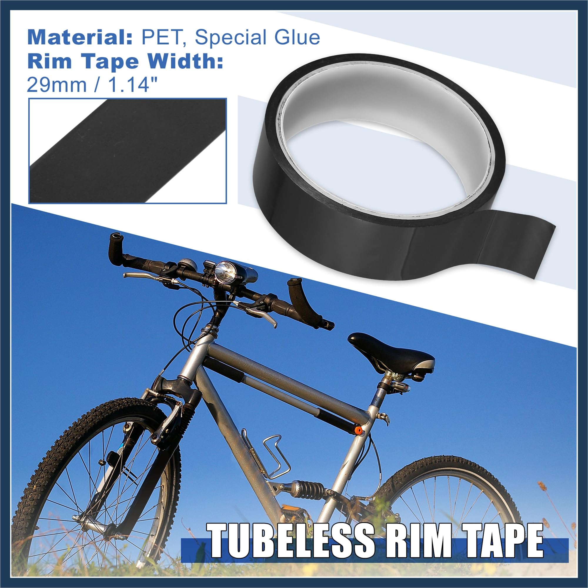 INFINAUTO Width 29mm Length 10m Tubeless Rim Tape Bike Rim Strip Tape Black Stylish Design - Image 2