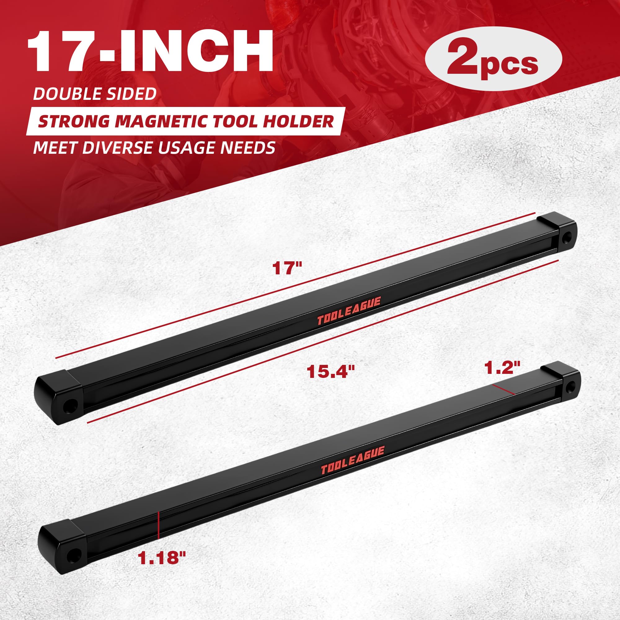 TOOLEAGUE 17" Double Sided Magnetic Tool Holder, Magnetic Tool Bar, 110LB — Amazon image 2