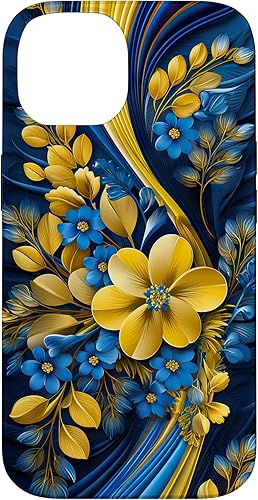Miniatura 4 de Bandera de estilo floral de Ucrania para iPhone 14 Pro Max - Funda del orgullo ucraniano
