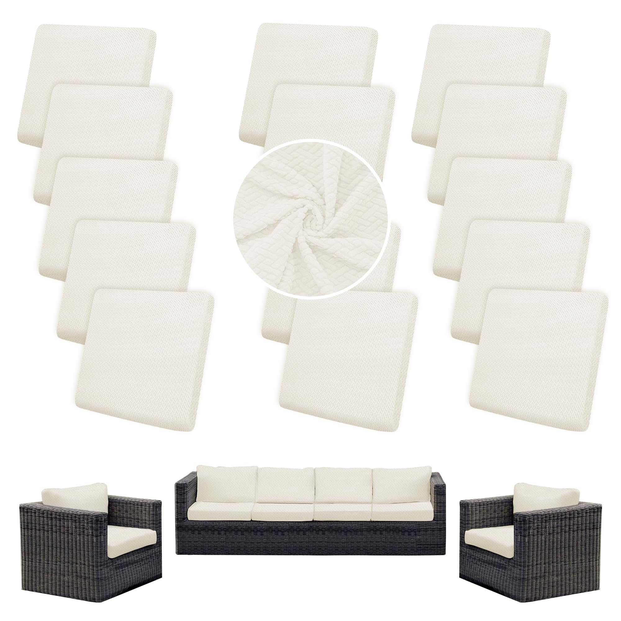 14PCS Patio Cushion Covers.Patio Furniture Couch SeatSlipcovers
