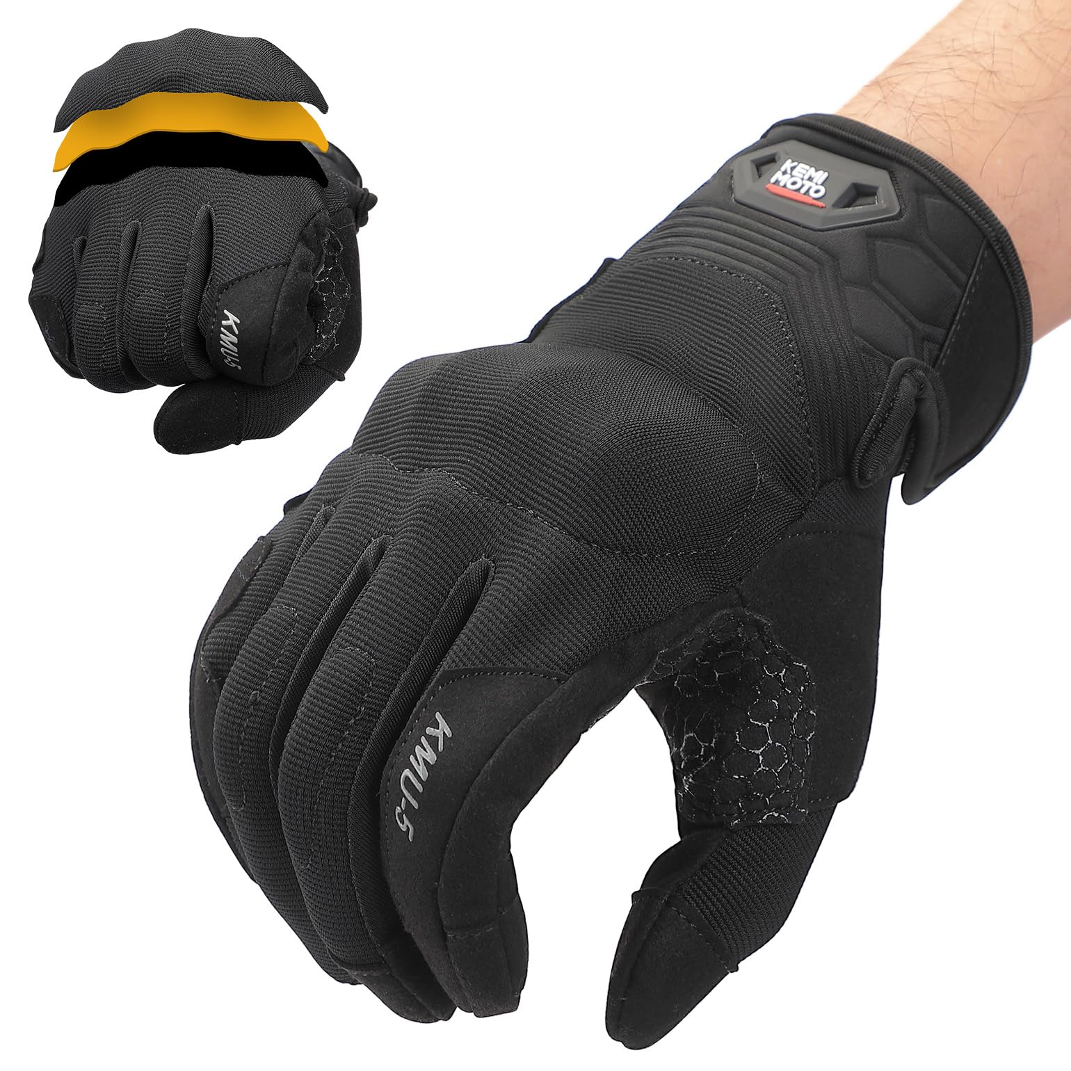 KEMIMOTO Gants De Moto Pour Homme Avec Mousse Polyuréthane