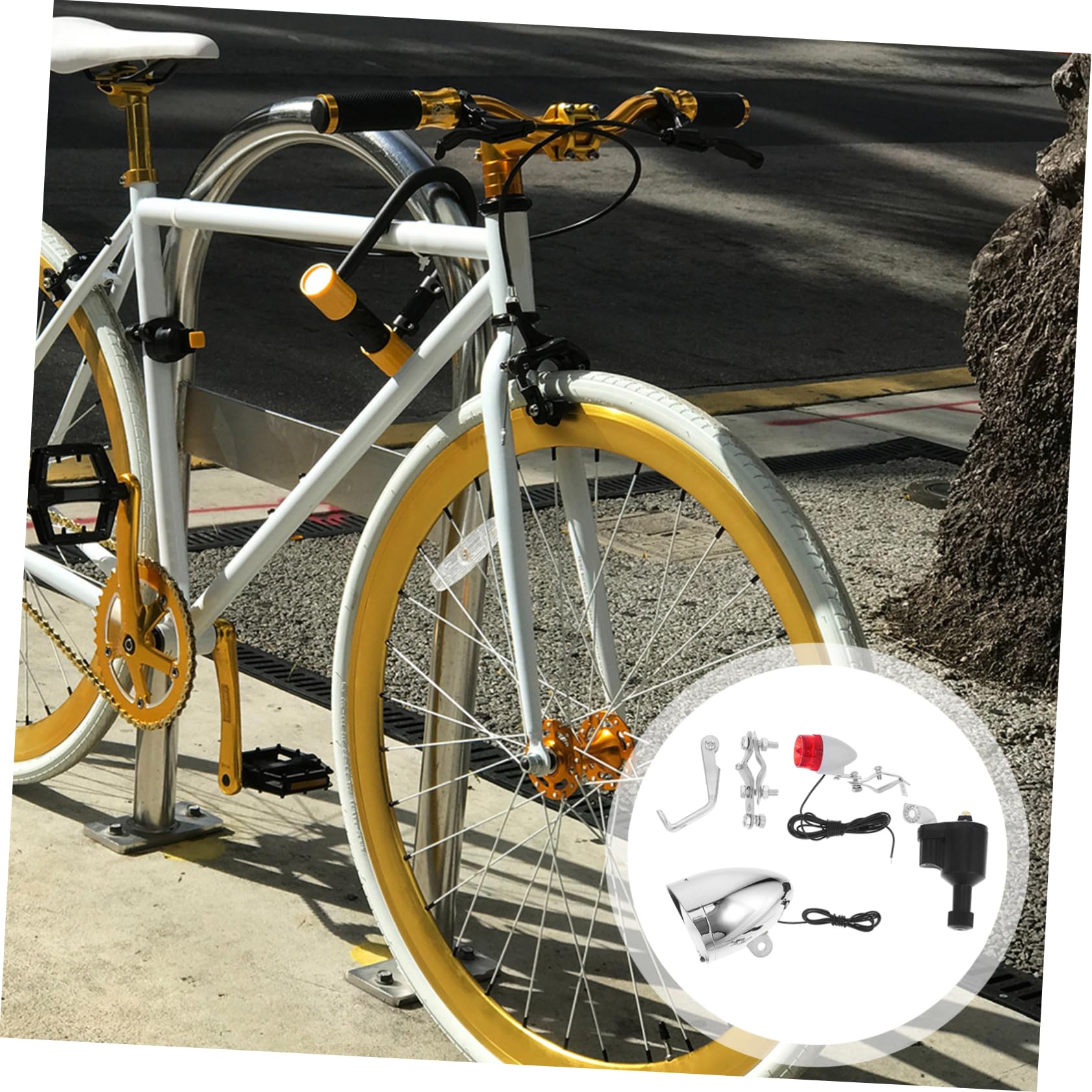 ibasenice Kit Éclairage sans Piles avec Lampe Puissante et Feu Arrière Sécurisé Accessoires avec Moteur à Friction et Support Compatible VTT Vélos