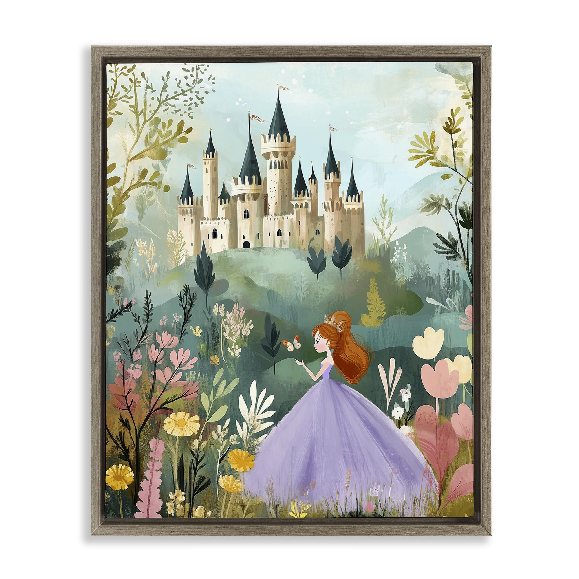 Stupell Industries Montalcino Elm (Textured) 'Princess Day Out'| Floating Frame Canvas Art