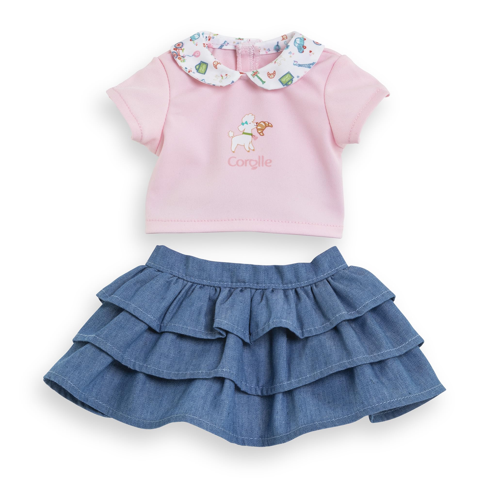 Corolle - Rok met ruches en T-shirt, een weekend in Parijs, kleding, voor poppen 36 cm, vanaf 2 jaar, 9000141720