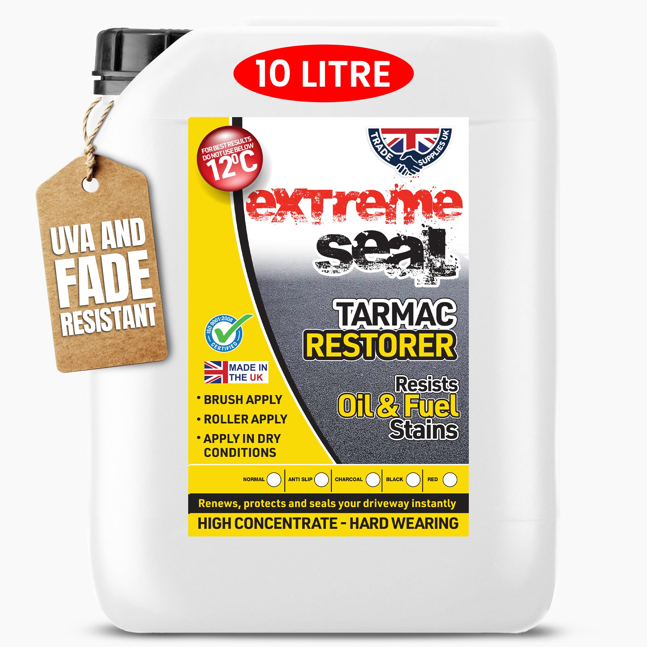 Trade Supplies UK - Extreme Seal Tarmac Restorer - Hard-Wearing Water-Based Solution, Protects Against Oil Stain, Moss, Water Damage & Fading, Ideal for Asphalt & Tarmac Driveways - TERRACOTTA, 10L