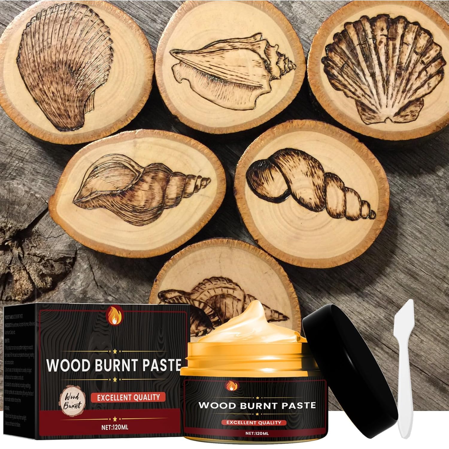 Pâte à Brûler le Bois,Pâte à Brûler pour l'artisanat du Bois,Pâte À Bois Brûlure D'artisanat En Bois,Gel à Brûler Bois,Accessoires de Pyrographie DIY pour la Peinture sur Bois,120ml