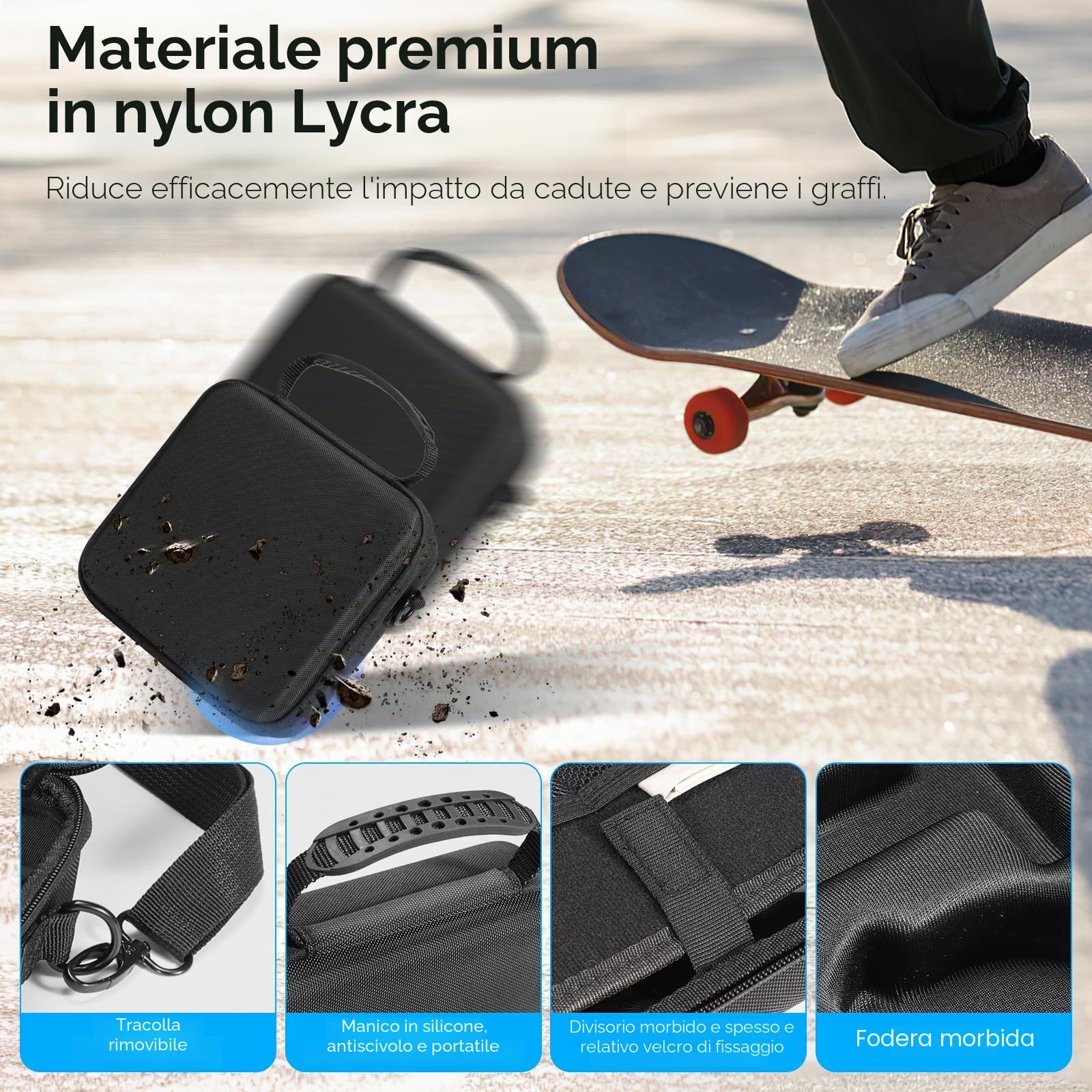 AMAZEAR Custodia da Trasporto per Accessori Insta360 GO Ultra - Borsa da Viaggio Impermeabile con Tracolla, Guscio Rigido per Protezione e Organizzazione, Nero