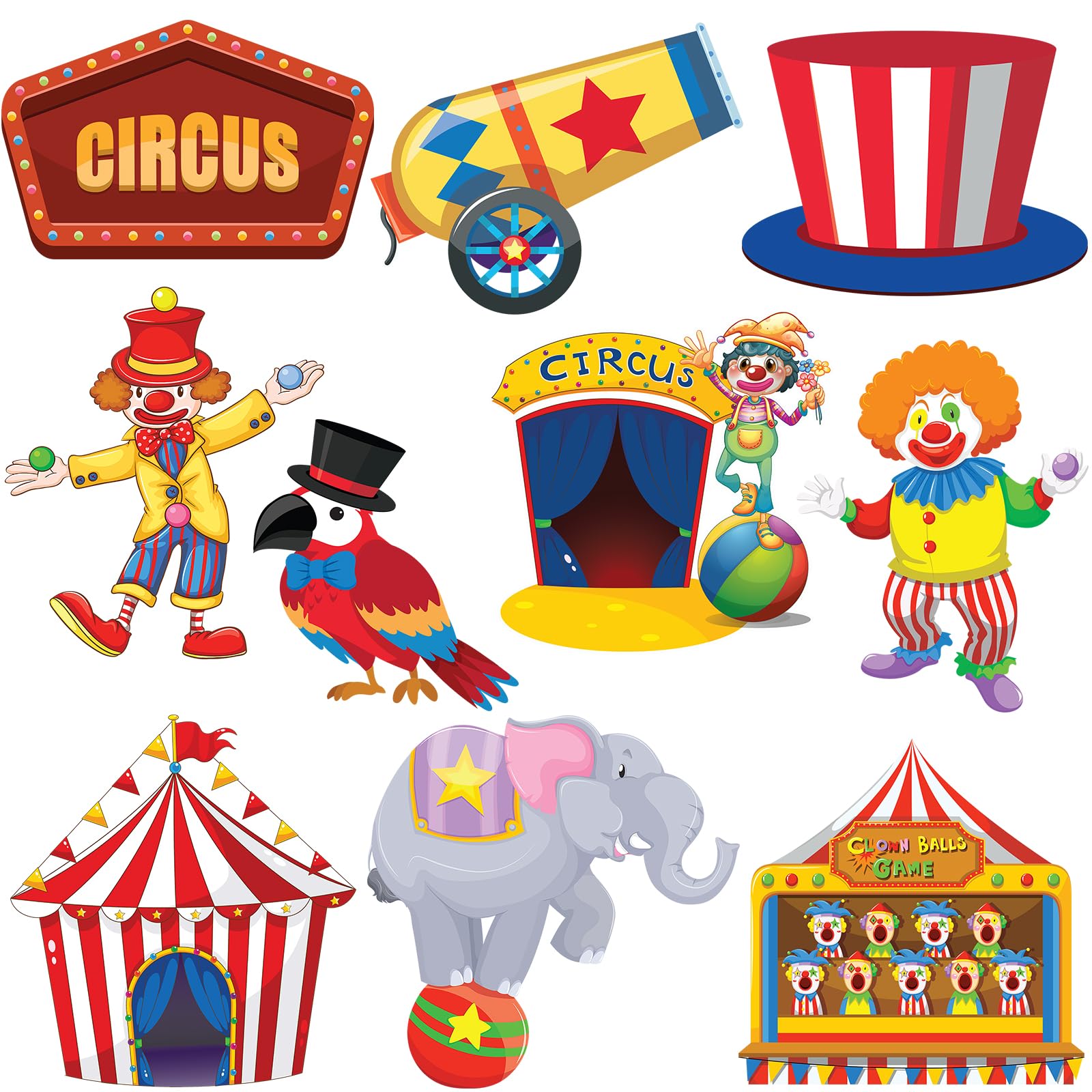 40 Pcs Circus Cutouts for Kids' Party - Carnival Photo Prop - Circus Carnival Party Decorations