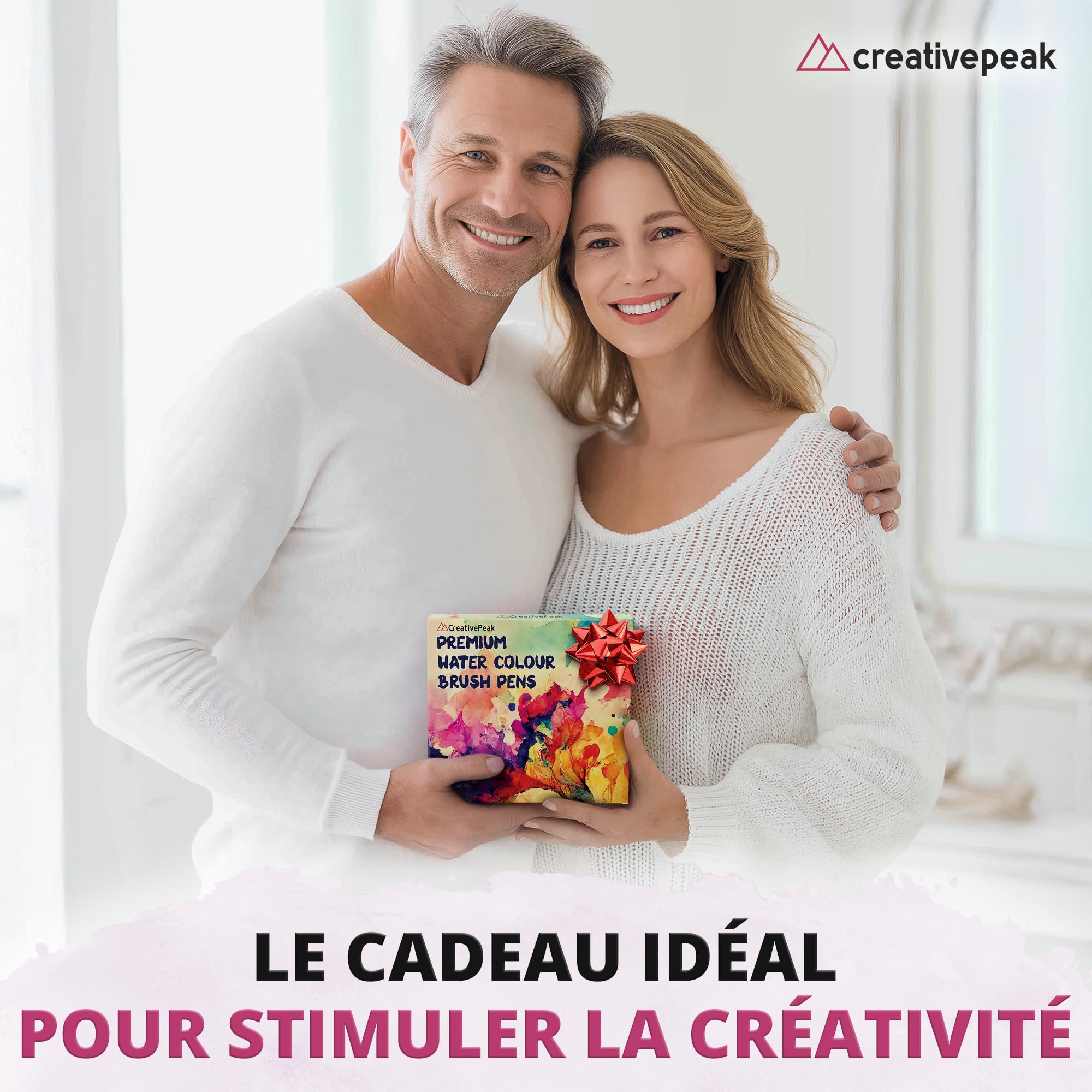 Creativepeak Stylos pinceaux aquarelle, 48 marqueurs de coloration à pointe souple avec 2 estompeurs, ensemble de stylos aquarelle pour calligraphie et lettrage