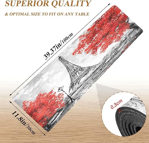 Miniatura 2 de ALAZA Camino de mesa vintage de torre Eiffel con salvamanteles de árbol de arce, salvamanteles de 40 pulgadas de largo para ollas calientes y