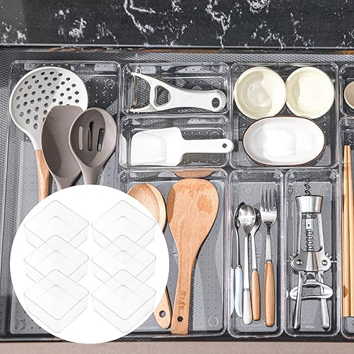 Miniatura 7 de 6pcs Transparent Drawer Organizers Clear Tabletop Storage Boxes for Office Sundries Utensil and Gadget Organization Desktop and Cabinet Storage Bins