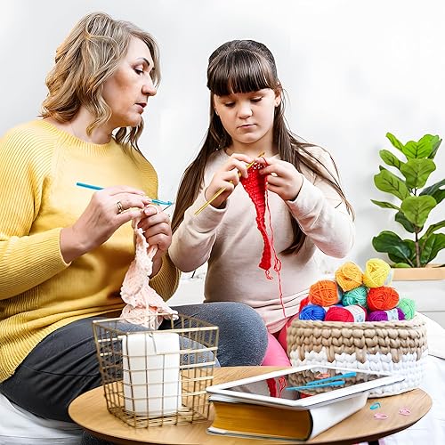 Miniatura 6 de Inscraft Kit de hilo de ganchillo para principiantes, 1440 yardas, 32 colores, madejas de hilo acrílico, 2 ganchillos, 2 agujas de tejer, 4