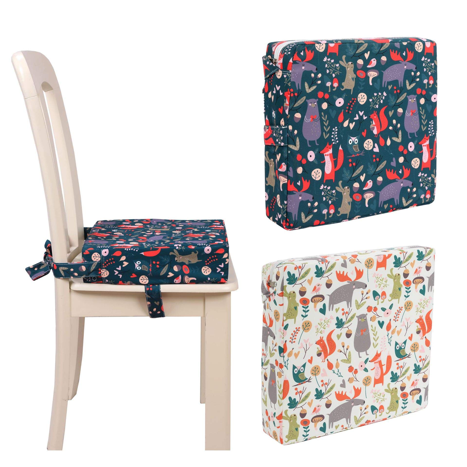 FANSU Cuscino Rialzo da Sedia per Bambini, Modello Cartone Animato Facile da Pulire e Comodo Regolabile Smontabile Cuscino Alzasedia per Seggioloni Sedia da Giardino Cuscino Seduta (Blu)