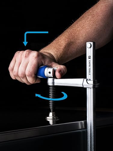 Miniatura 5 de Capri Tools Abrazadera de barra de acero de 16 pulgadas con mango ergonómico plegable, profundidad de garganta de 6-78 pulgadas, fuerza de sujeción