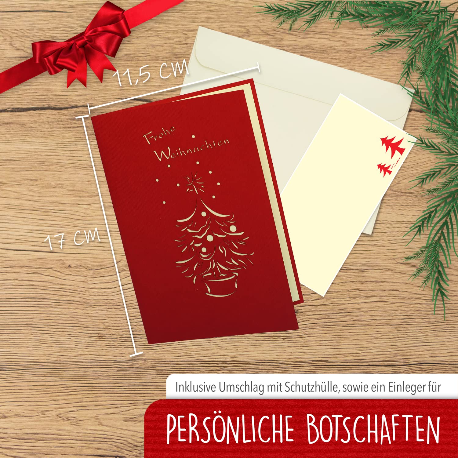 LIN Pop Up 3D Weihnachtskarte – Schneemann & Tanne, Mit Wow-Effekt