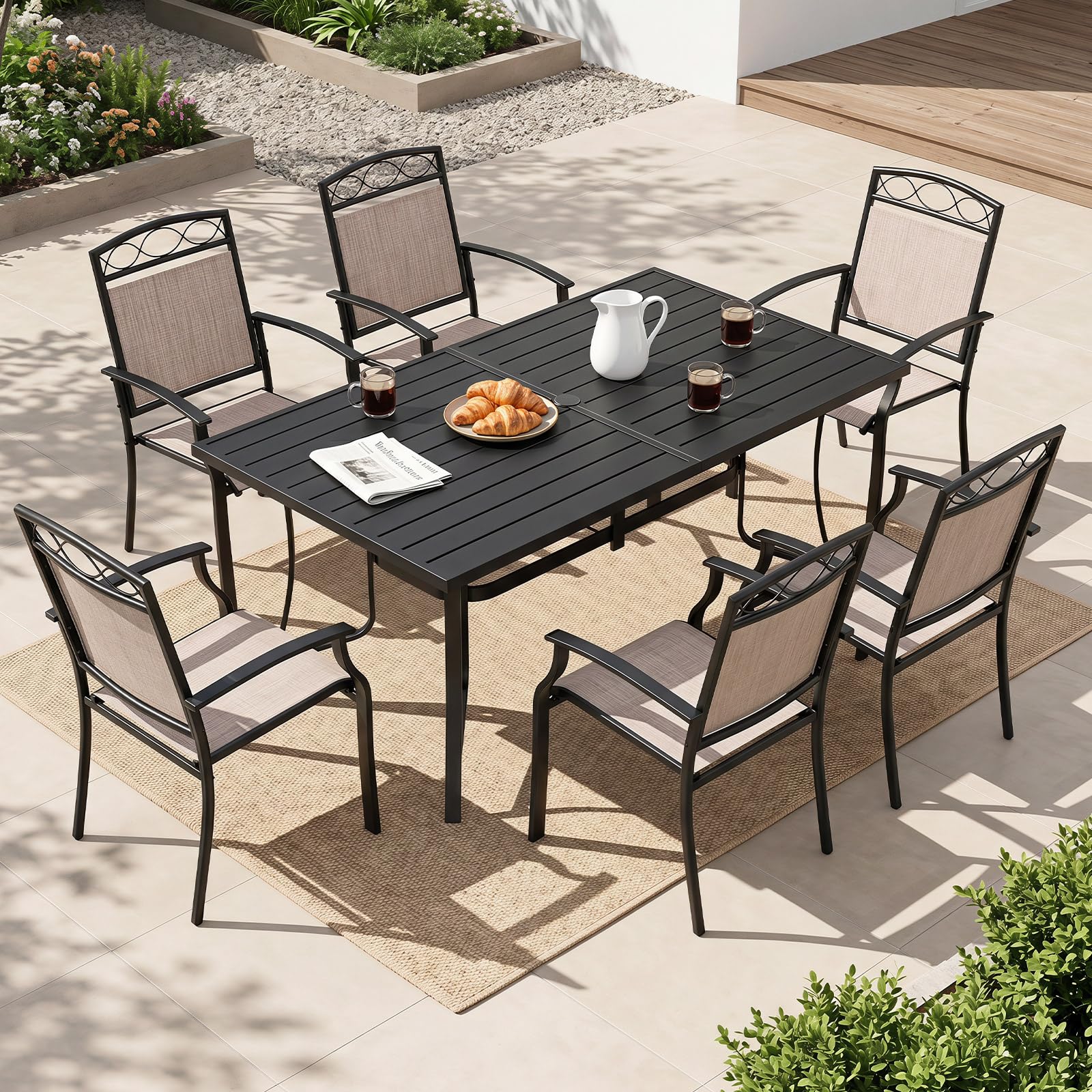 COSTWAY Lot de 2 Chaises de Jardin Extérieur, Tissu Respirant, Charge 150kg