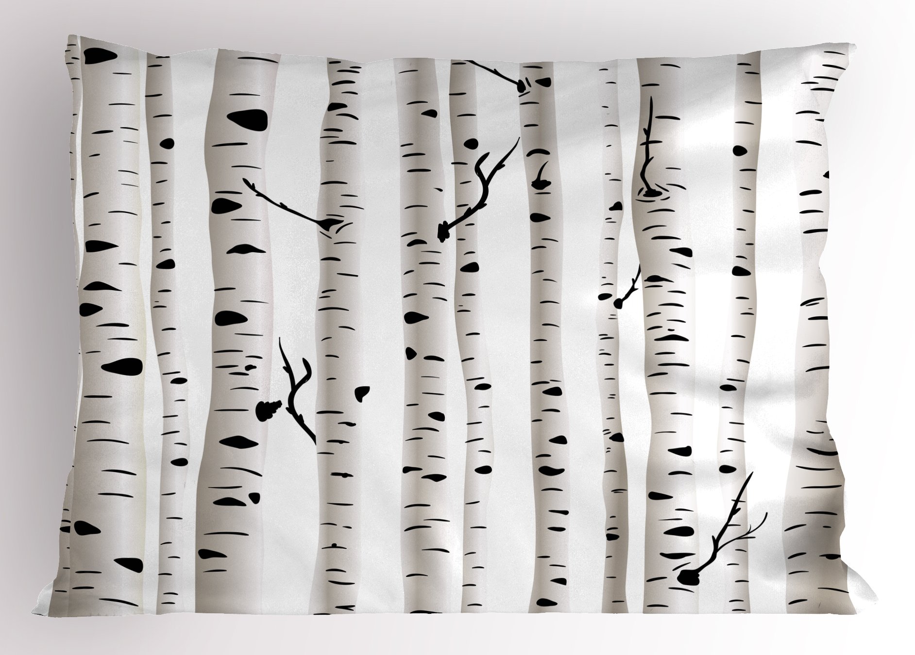 Ambesonne Birch Tree Pillow Sham, Forest Seasonal Nature Woodland Leafless Branches Grove Botany Illustration, Decorative Standard Size Printed Pillowcase, 26