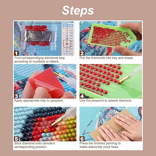 Miniatura 7 de WUDWL Kits de pintura de diamantes para adultos  Mushroom Moon DIY 5D Diamond Art Kits Full Drill Diamond Dots Pinturas con diamantes, arte y