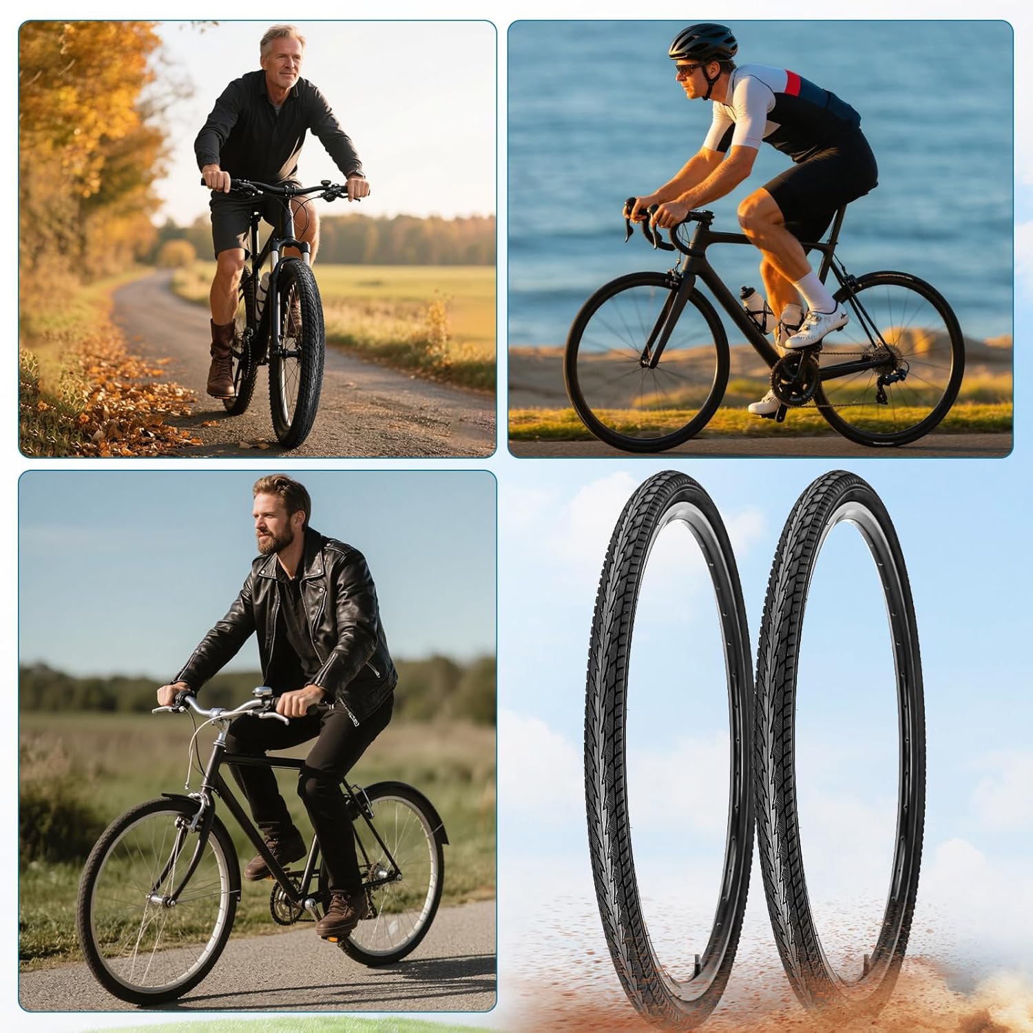 20x1.75/24x1.75/26x1.75 Bike Tires and Tubes, Bicycle Tires and Tubes Set with Schrader Valve 32mm,Repair Kit, Rim Strip, Tire Levers for Mountain, Hybrid, Commuter, BMX Bicycles