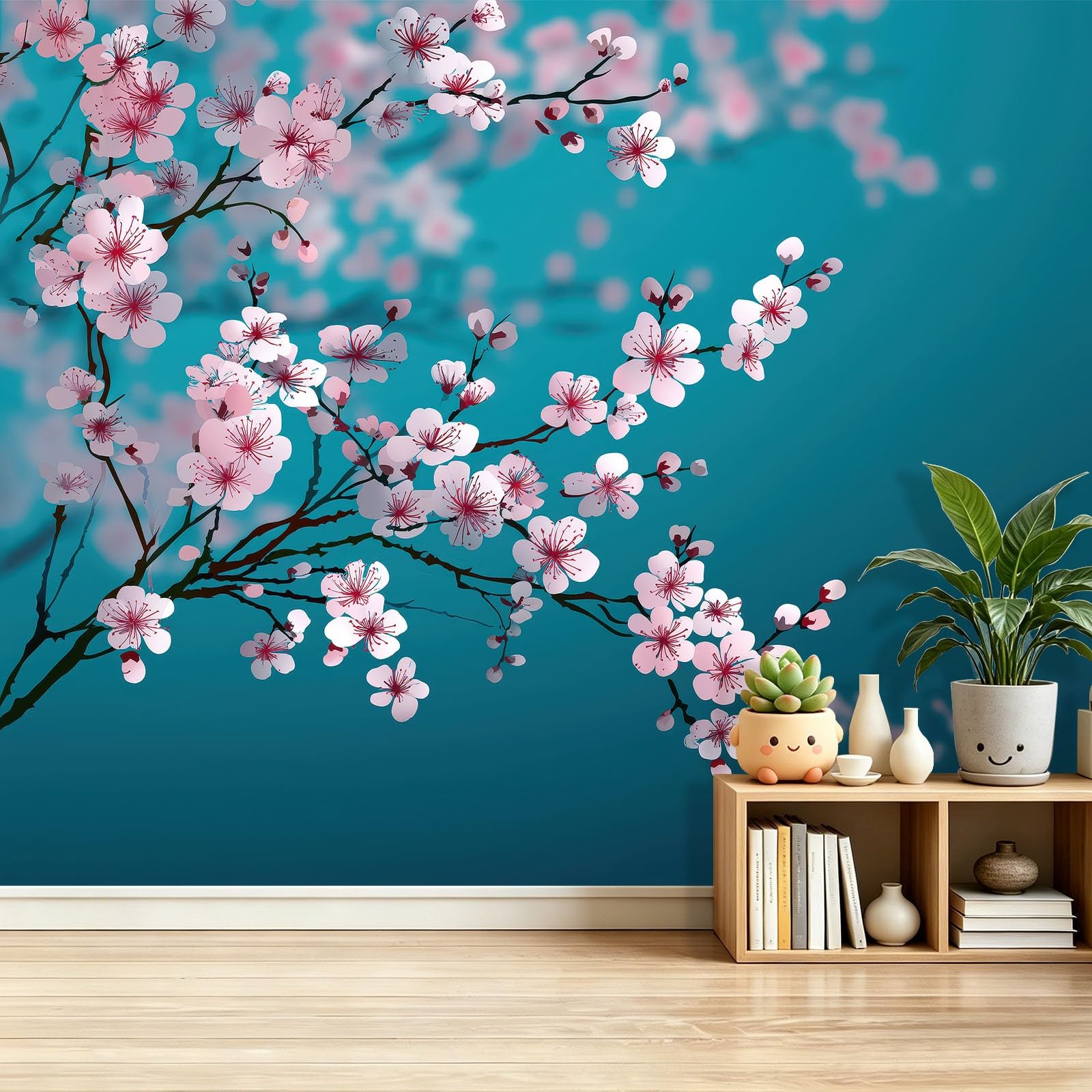 Fototapeta 250 x 175 cm, tapeta z roślinami i kwiatami, nowoczesne kwiaty wiśni, dekoracja ścienna, tapeta ścienna, tapeta do salonu