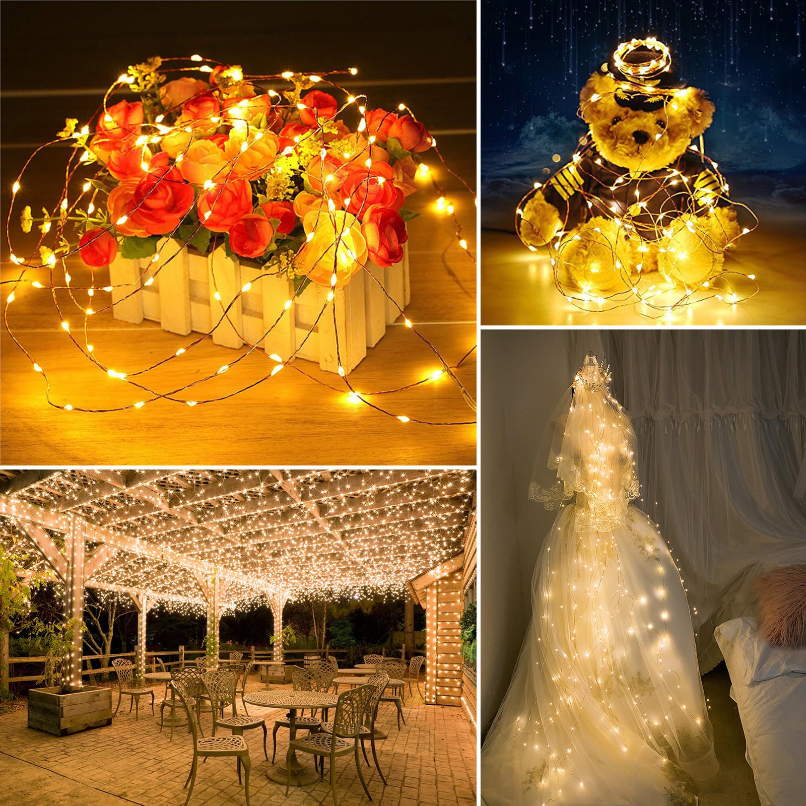 Solar-Lichterkette für den Außenbereich, wasserdicht, 2 Stück, insgesamt 20 m, 200 LEDs, 8 Modi, funkelnde Lichter, Solar-Lichterkette für Terrasse, Garten, Hof, Party, Hochzeit, Baum, Weihnachten