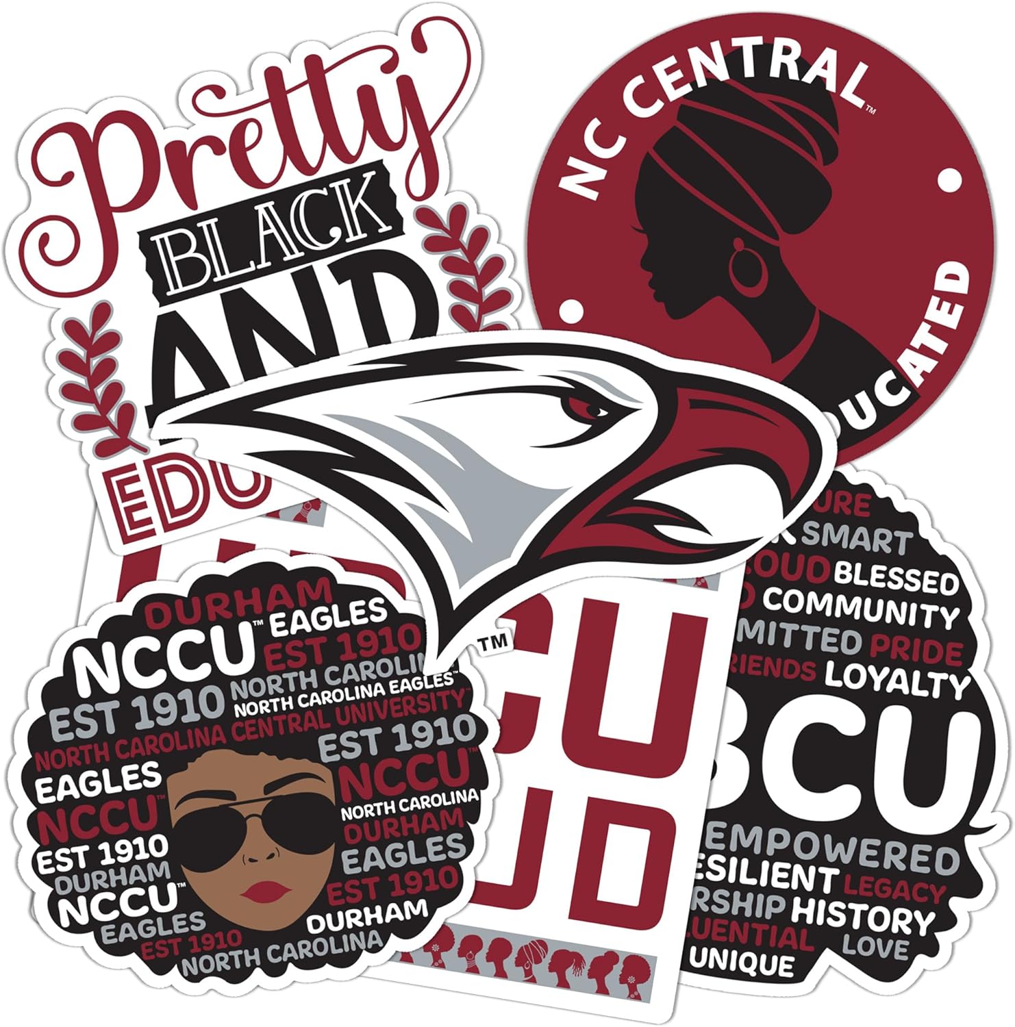Desert Cactus North Carolina Central University Sticker NCCU Eagles Sticker Vinyl Decals Laptop Water Bottle Car Scrapbook (T2 HBCU-C)