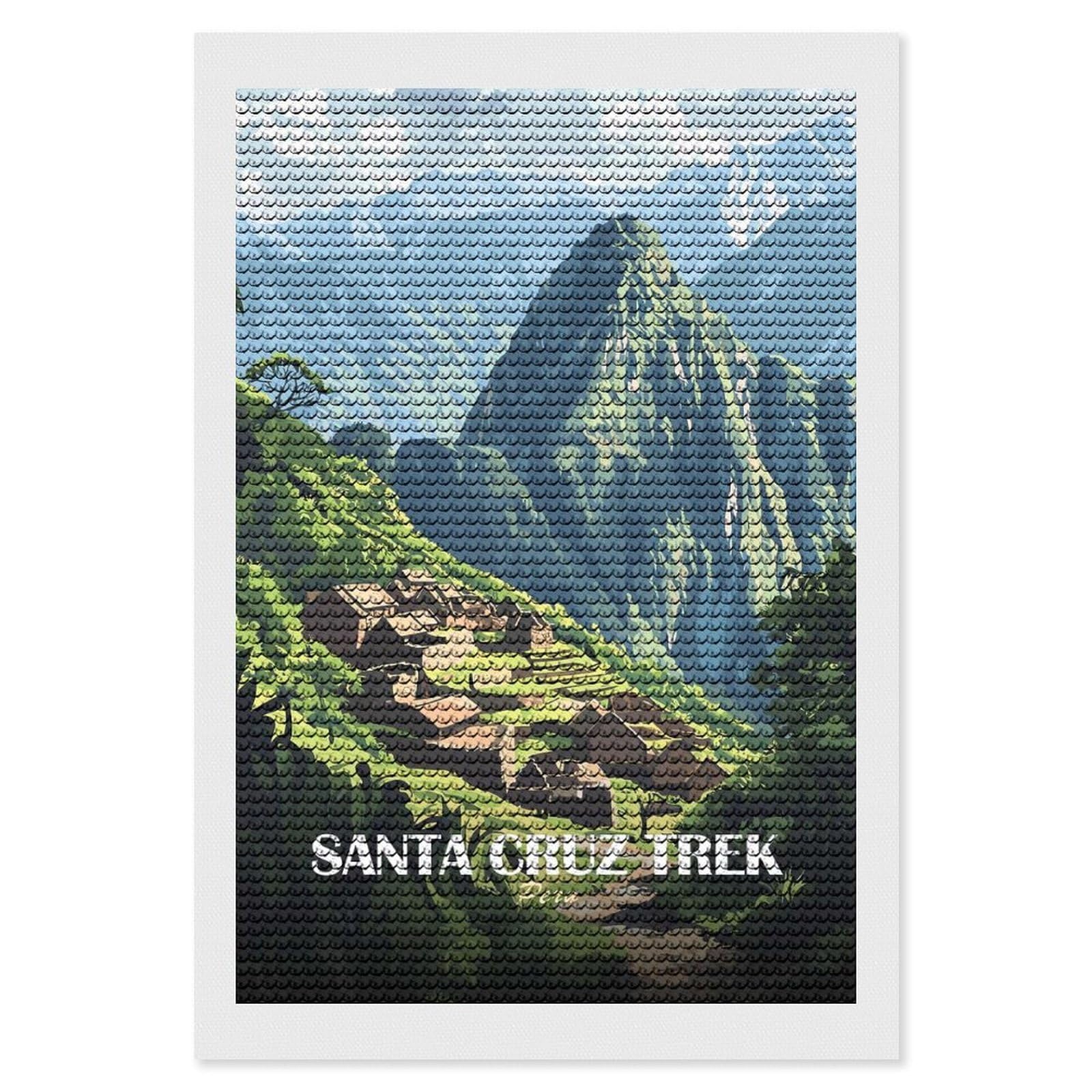 Junmoney Santa Cruz Trek Peru Travel Diamond Painting Canvas Set 8"x12", for Women, Pleasing Wall Art Project, Aesthetic Room Decor, Gift Idea