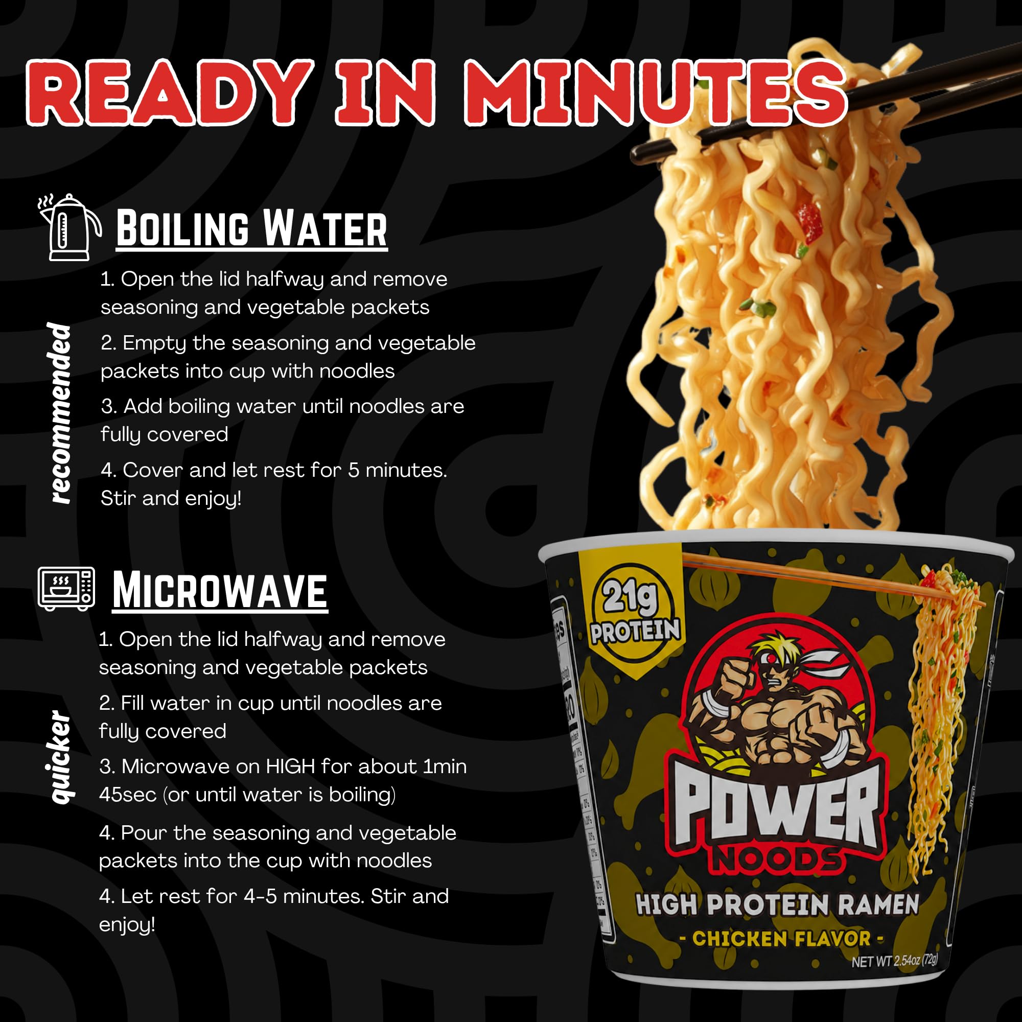 Power Noods Ramen de proteínas (paquete de 12)