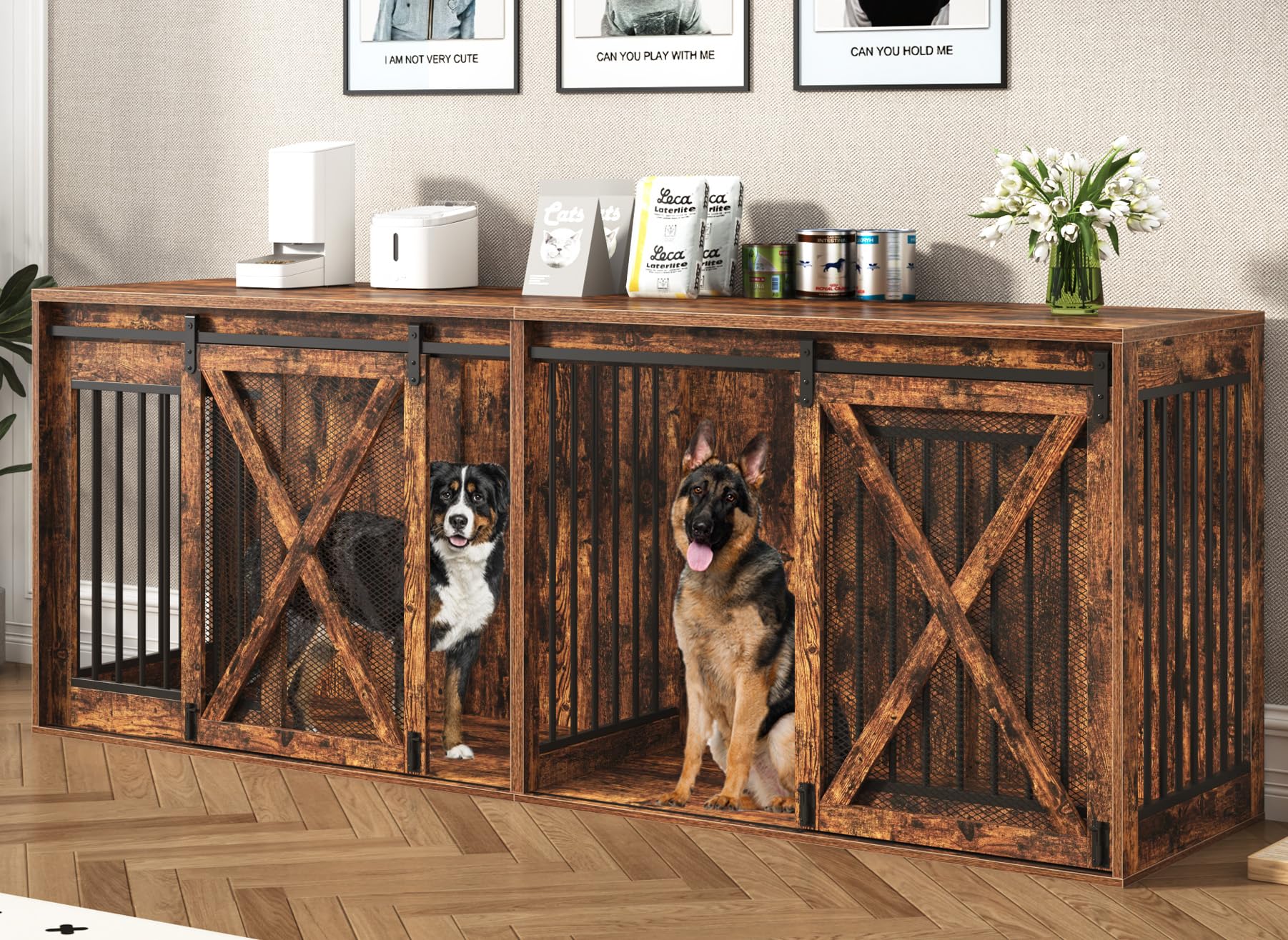 Amazon.com: Nordee Axio 94.5 inch Dog Crate Furniture for 2 Large