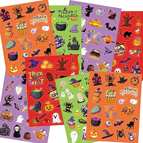 Calcomanías de Halloween para niños, 24 hojas de calcomanías surtidas para el hogar, aula, fiesta, juegos, manualidades, recompensas escolares