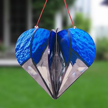 Multi-Sided Heart Suncatcher Colourful Stained Glass Suncatcher Pendant Ornaments Rainbow C