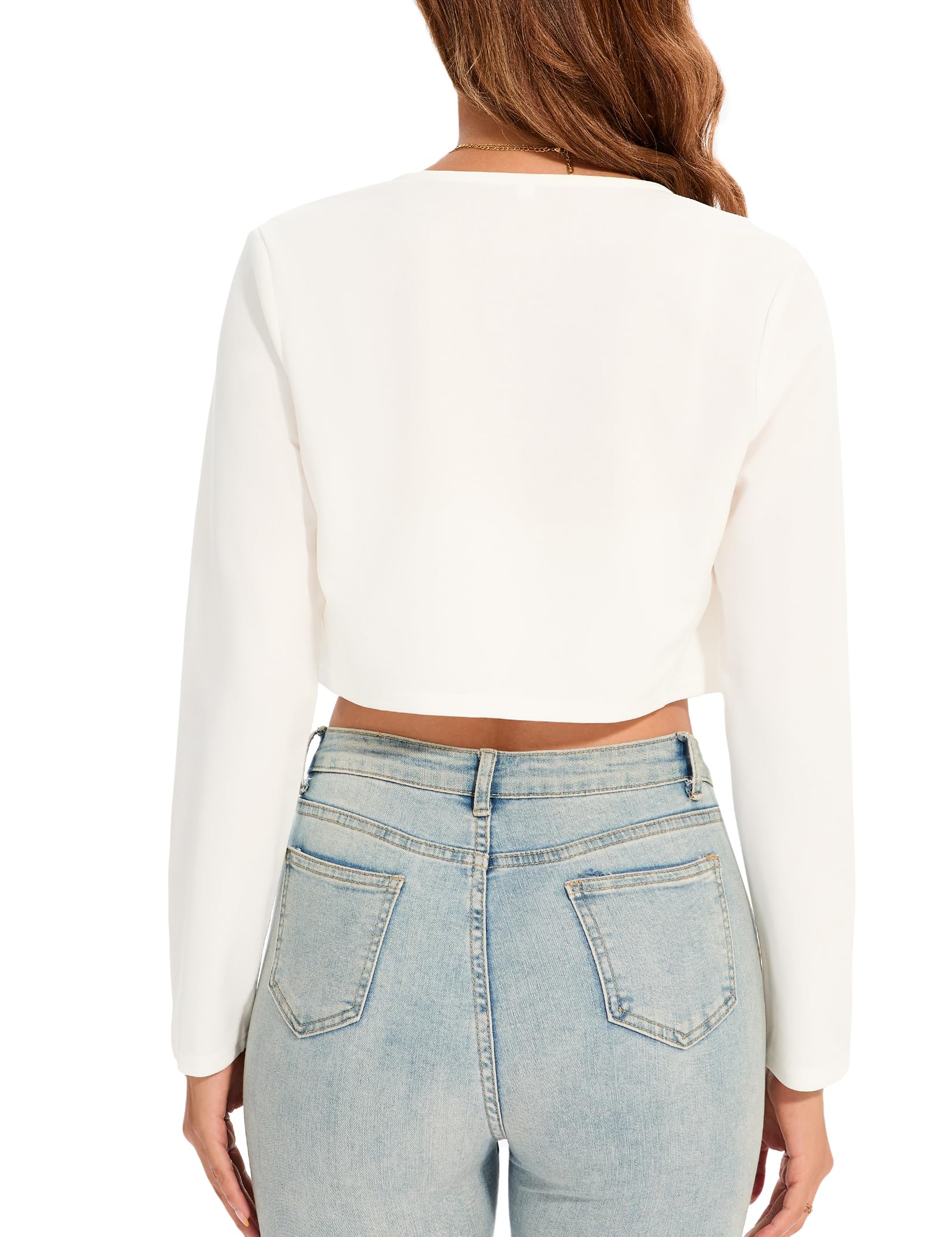 Veste boléro pour femme - Blazer court festif - Élégant - Avant ouvert - Manches longues - Boléro pour robe de soirée