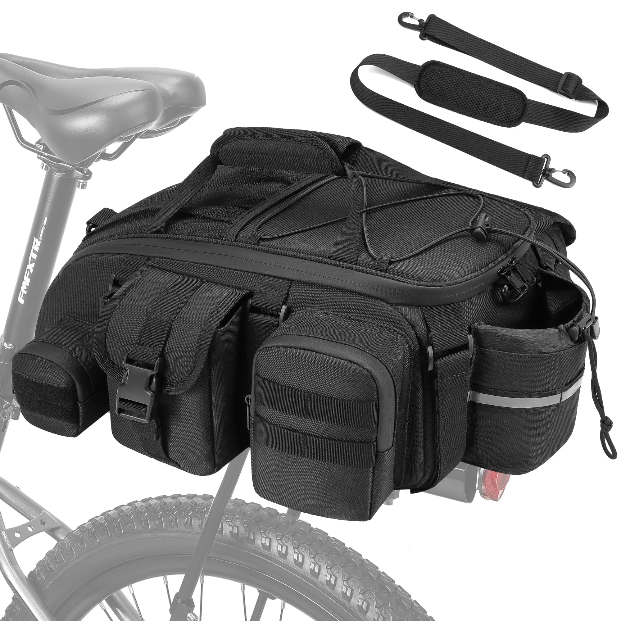 CDYWD 1050D Wasserdicht Fahrradtasche, Große Kapazität Fahradtaschen Hinten Gepäckträger mit Schultergurt, Packtaschen Fahrrad Für Ebike, Mountainbike, Citybike, Beach Cruiser, Pendlerfahrrad Sport & Freizeit