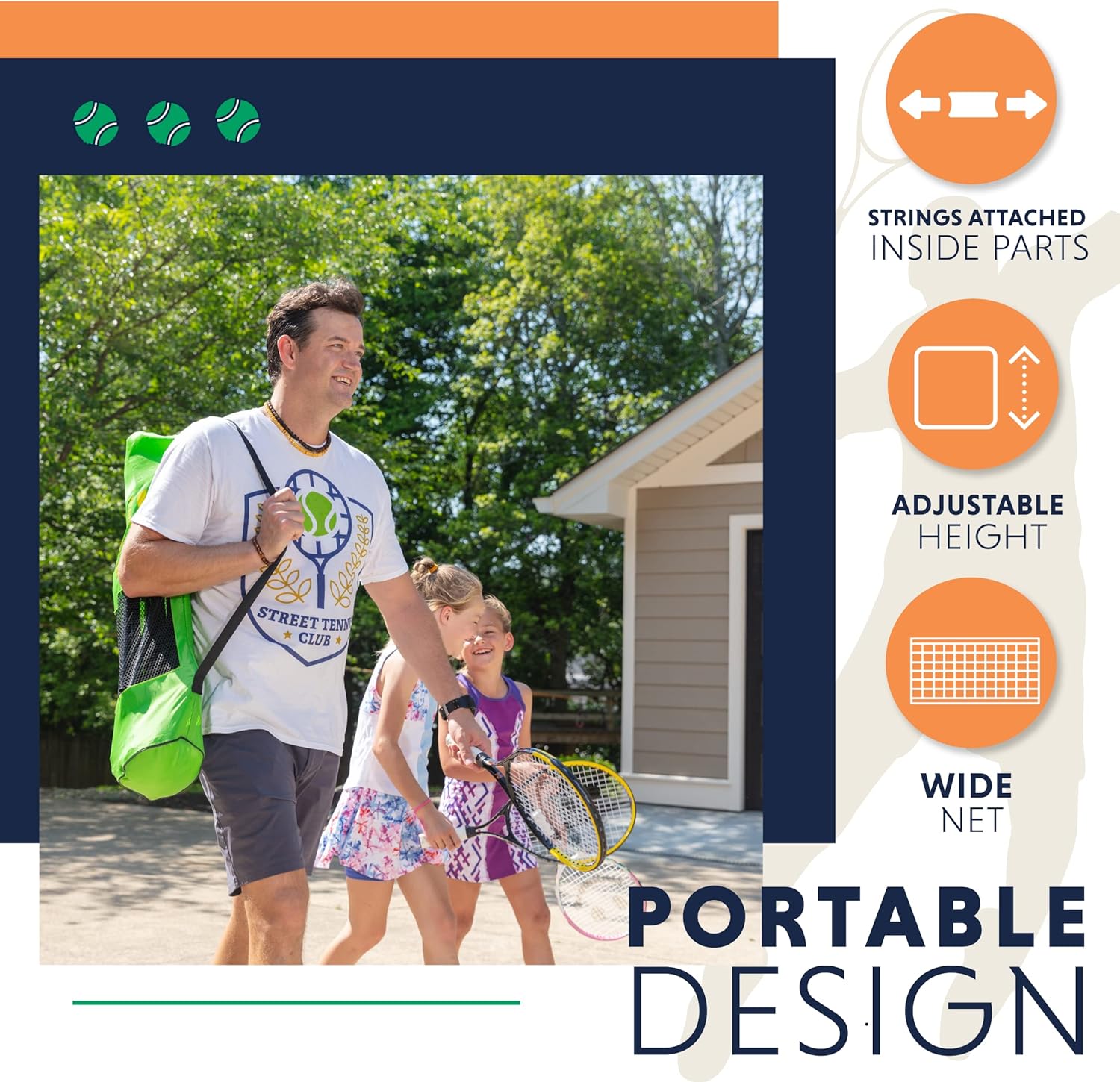 Street Tennis Club Portable Badminton Net Stand - Light and Fast Set Up - Perfect for Kids Volleyball, Tennis, Pickleball, Soccer Tennis - for Indoor or Outdoor Court, Beach, Driveway