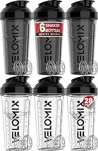 -6 PACK- 28 OZ Protein Shaker Bottles for Protein Mixes, Shaker Cups for Protein Shakes, Small Shaker Bottle Pack, Shaker Cup, Shakers for protein Shakes (Clear Core Set)