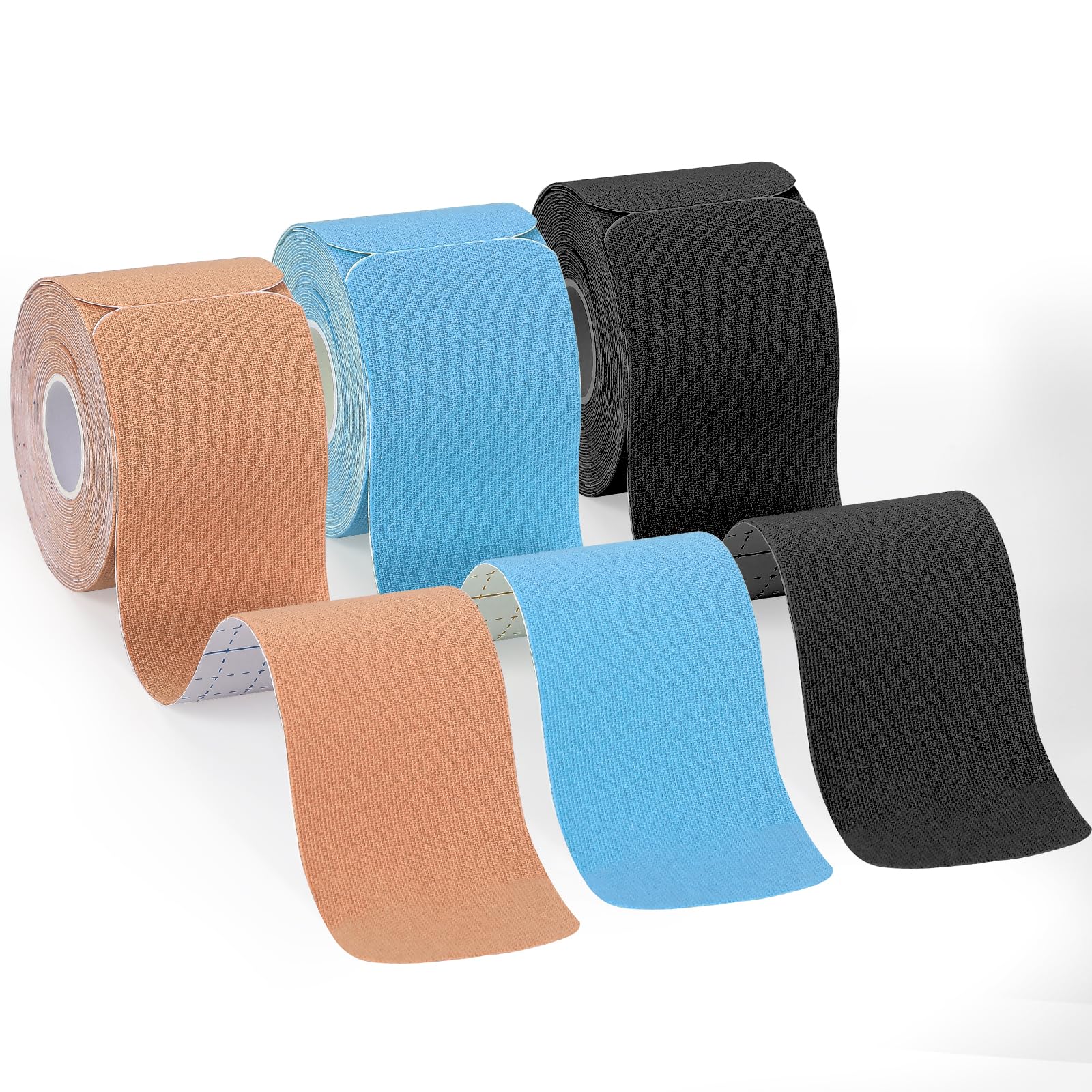 Kinesiology Tape Precut (3 Rolls,60 Strips), Elastic Muscle Sports Tape for Pain Relief, Athletic Tape for Support, Shoulder, Ankle, Knee, Wrist, Feet and Elbow Recovery and Physio Therapy (Mix)