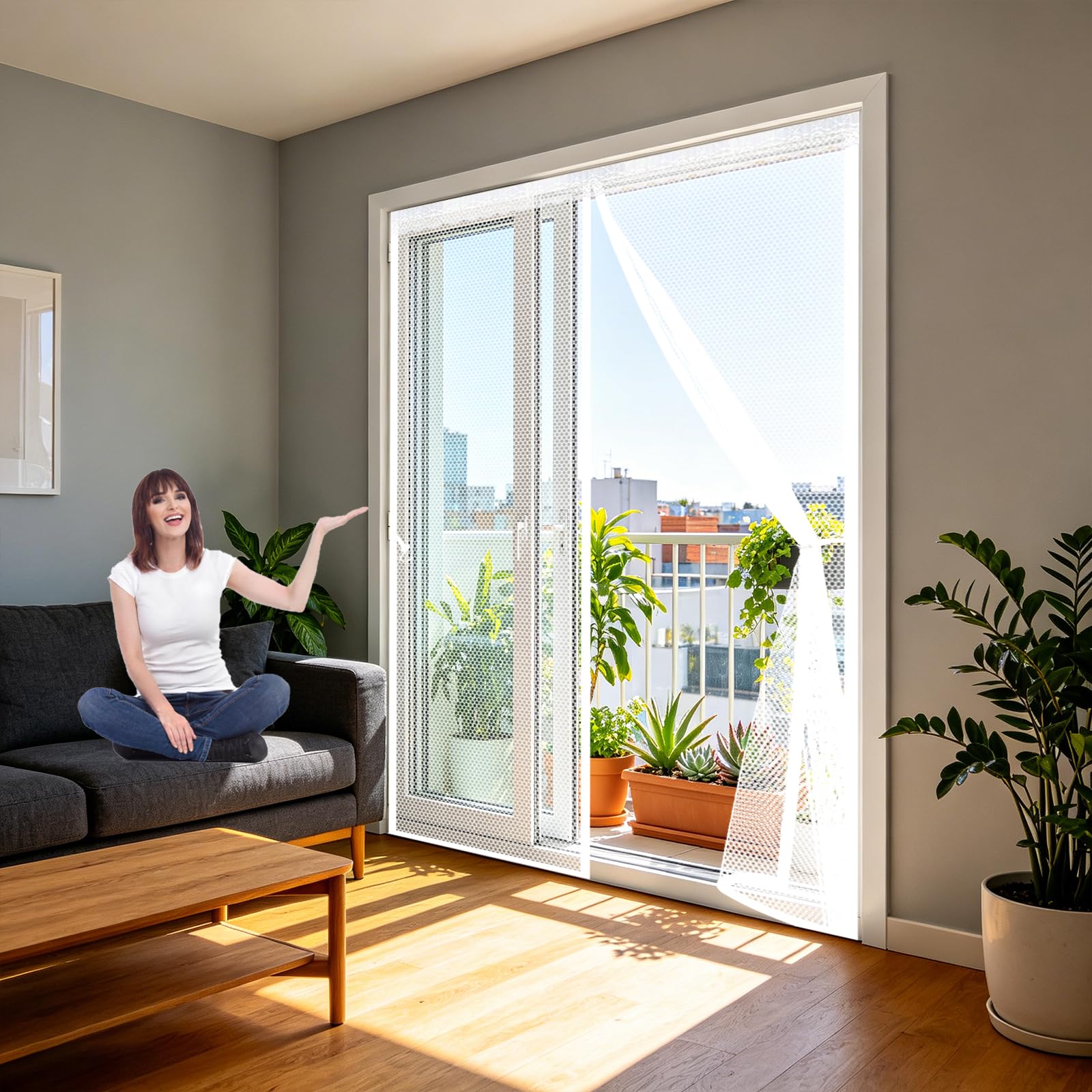 Moustiquaire pour porte magnétique automatique pour garder l'air frais intérieur