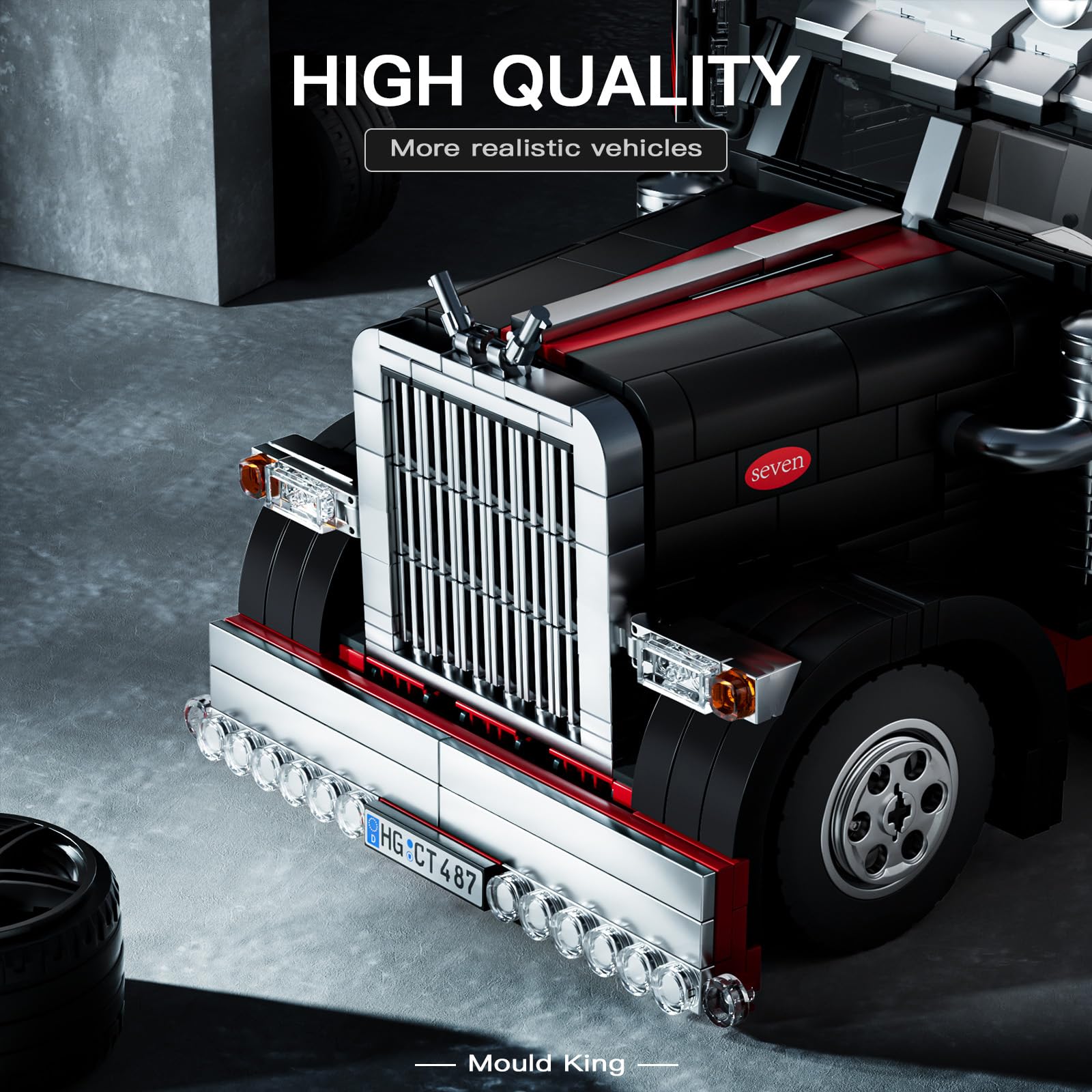 Mould King 10037 Technik Amerikanischer LKW Klemmbausteine Klassiker LKW Truck Bausteine Auto Bauspielzeug Set Geschenke Für Ab 14 Jahre Erwachsene(1797 Teile)