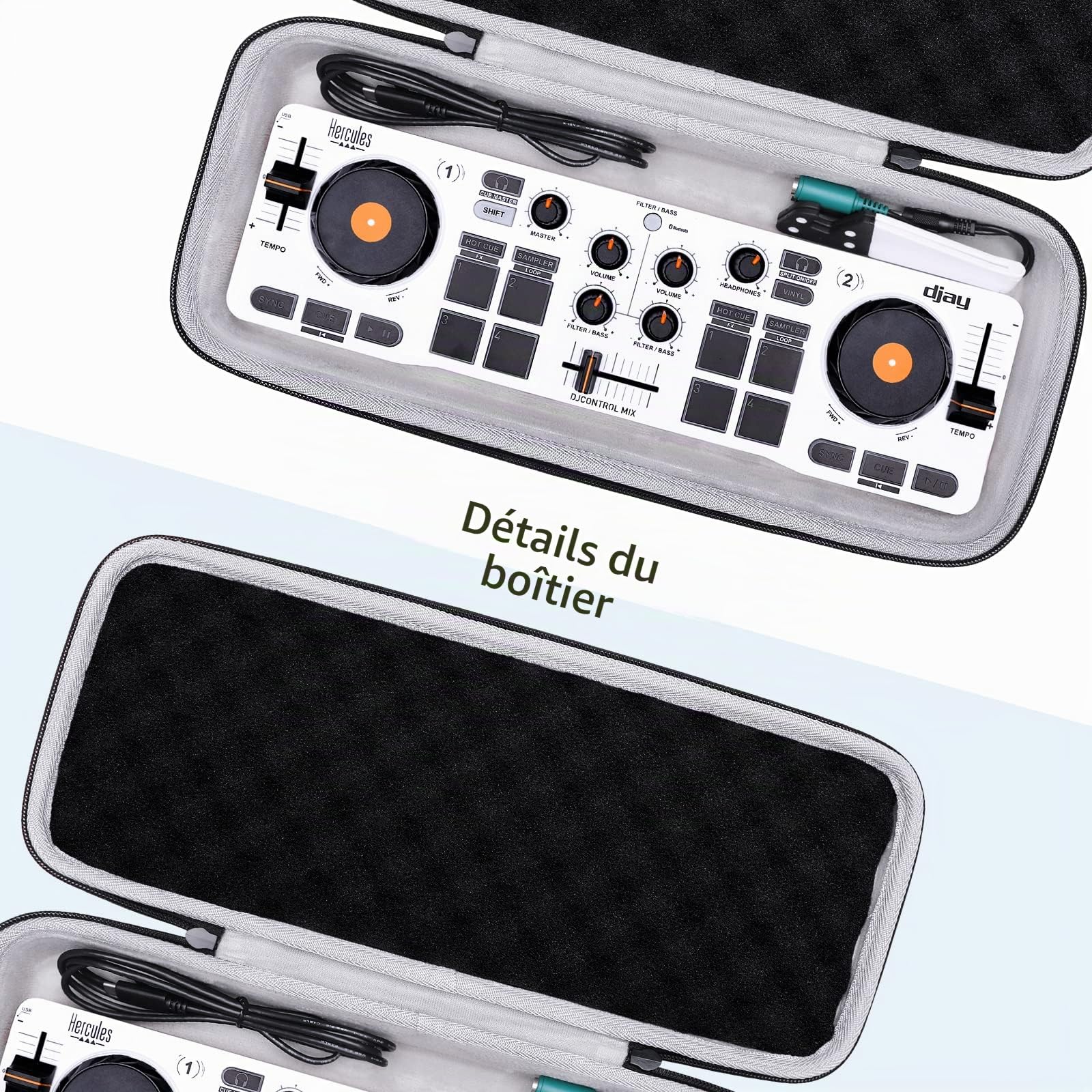 XANAD Housse de Protection pour contrôleur Hercules DJControl Mix/Hercules DJControl Starlight/Numark DJ2GO2 Touch DJ, Noir, Sac DJ