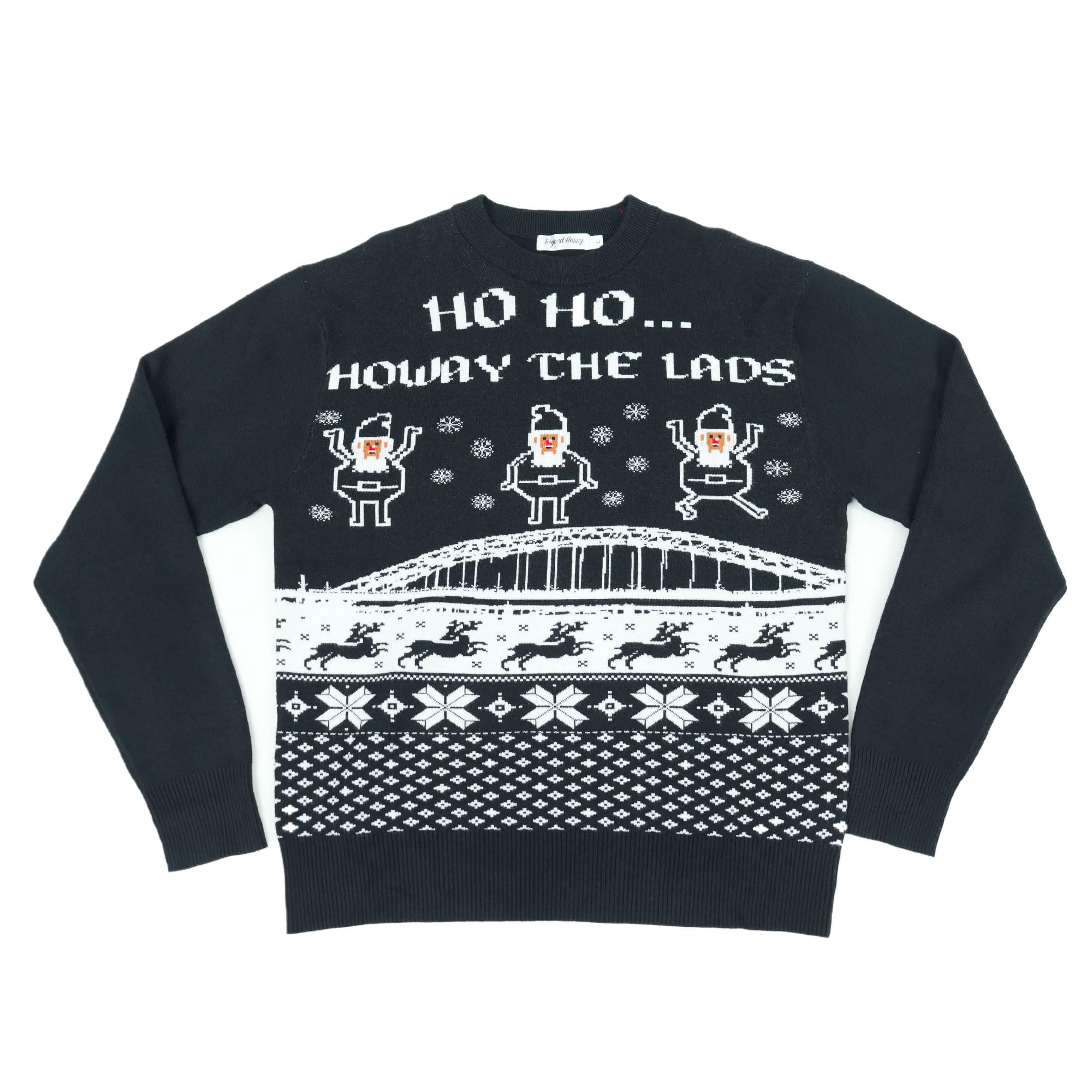 Beyond Happy Newcastle Knitted Christmas Jumper - Geordie Heavy Duty Festive, Unisex Knitted Sweater (UK, Alpha, XXL, Regular, Regular)
