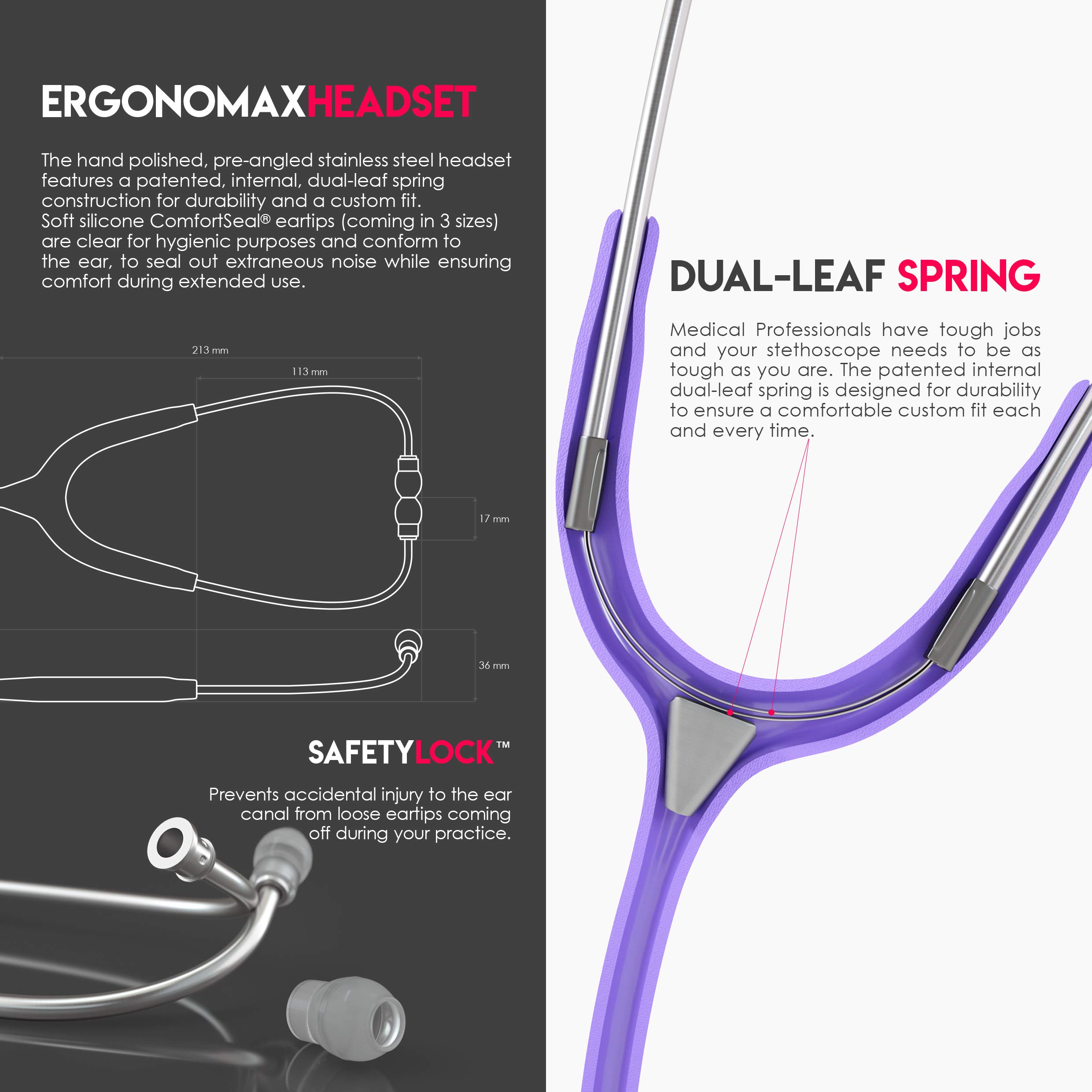 MDF Instruments MD One Fonendoscopio doble cabeza de acero inoxidable - GarantÃa de por vida & Programa-piezas-gratuitas-de-por-vida MDF77707 (Morado Pastel)