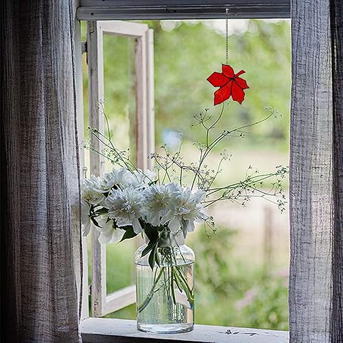 Miniatura 8 de Hojas de arce para colgar en la ventana, decoración de hojas de otoño, atrapasoles para ventana, hojas de arce vitrales, decoración de ventanas para
