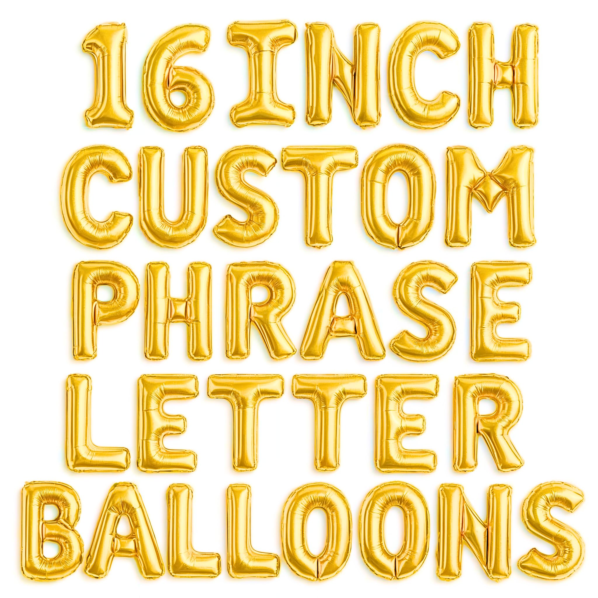 [52pcs] Gold Letter Balloons - 2 Full A-Z Sets For Gold Letter Balloon Banner | Alphabet Ballons | 16 inch Foil Ballon | Customized Name Balloon Letters for a Birthday, Graduation, Wedding Baby Shower