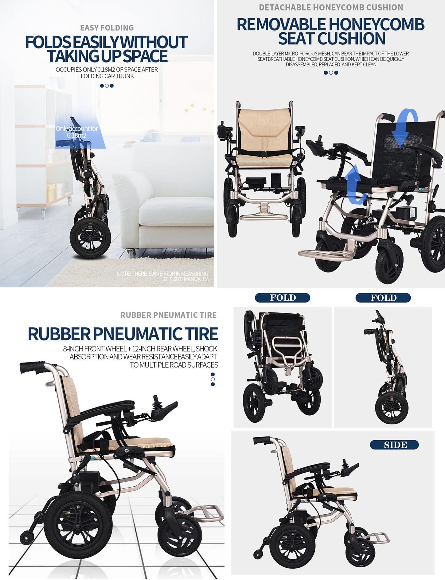 Sillas de ruedas eléctricas plegables ligeras para adultos, silla de ruedas eléctrica plegable portátil, silla de ruedas motorizada, silla de ruedas eléctrica duradera, soporta hasta 220 libras, peso