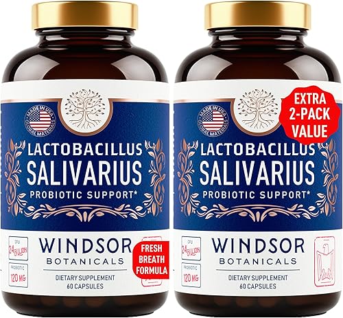 Miniatura 1 de WINDSOR BOTANICALS Lactobacillus Salivarius - Cápsulas probióticas probióticas L Salivarius para el mal aliento, salud de dientes y encías y apoyo