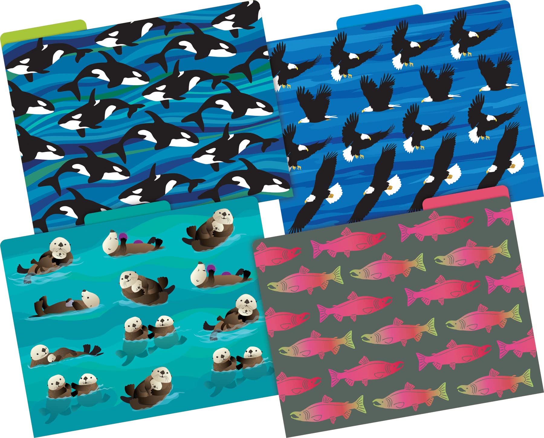 Barker Creek Lot de 36 chemises design - Motif mer et ciel - Entièrement réversibles - Format lettre - Onglets 1/3 - 36 dossiers (3914)